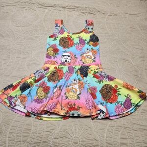 Pink and Yellow Sleeveless Scoop Neck Sundress